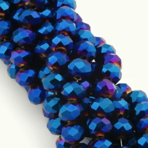 Бусины Swarovski огранка рондель 6х4,8 мм Ø 1 мм ±39 см (±82 шт.) Синий металлик