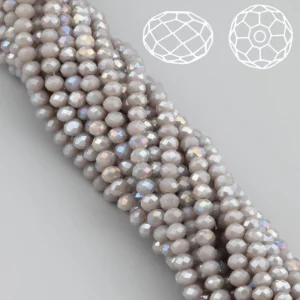 Намистини Swarovski огранювання рондель 3х2,5 мм Ø 0,8 мм 38 см (+-160 шт.) Бежево-сірий АВ непрозорий