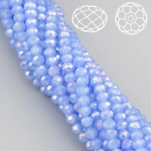 Бусины Swarovski огранка рондель 6х4,8 мм Ø 1 мм ±39 см (±82 шт.) Синий светлый АВ