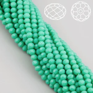 Бусины Swarovski огранка рондель 3,5х3 мм Ø 0,8 мм 34 см (+-124 шт.) Бирюзовый непрозрачный