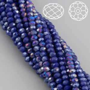 Намистини Swarovski огранювання рондель 3,5х3 мм Ø 0,8 мм 34 см (+-124 шт.) Синій темний АВ непрозорий