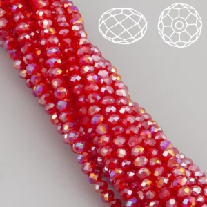Намистини Swarovski огранювання рондель 3х2,5 мм Ø 0,8 мм 38 см (+-160 шт.) Червоний АВ прозорий