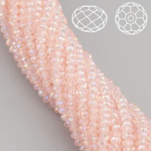Бусины Swarovski огранка рондель 3х2,5 мм Ø 0,8 мм 38 см (+-160 шт.) Пудровый АВ прозрачный