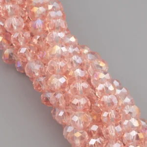 Бусины Swarovski огранка рондель 6х4,8 мм Ø 1 мм ±39 см (±82 шт.) Пудровый АВ прозрачный