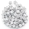 Бусины пластиковые Кости игральные 8х8 мм +-25 г 50 шт. Белые с черным