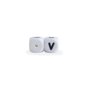 Бусина буква V силиконовая для грызунков 12х12 мм Ø 2 мм 1 шт. Белый с черным