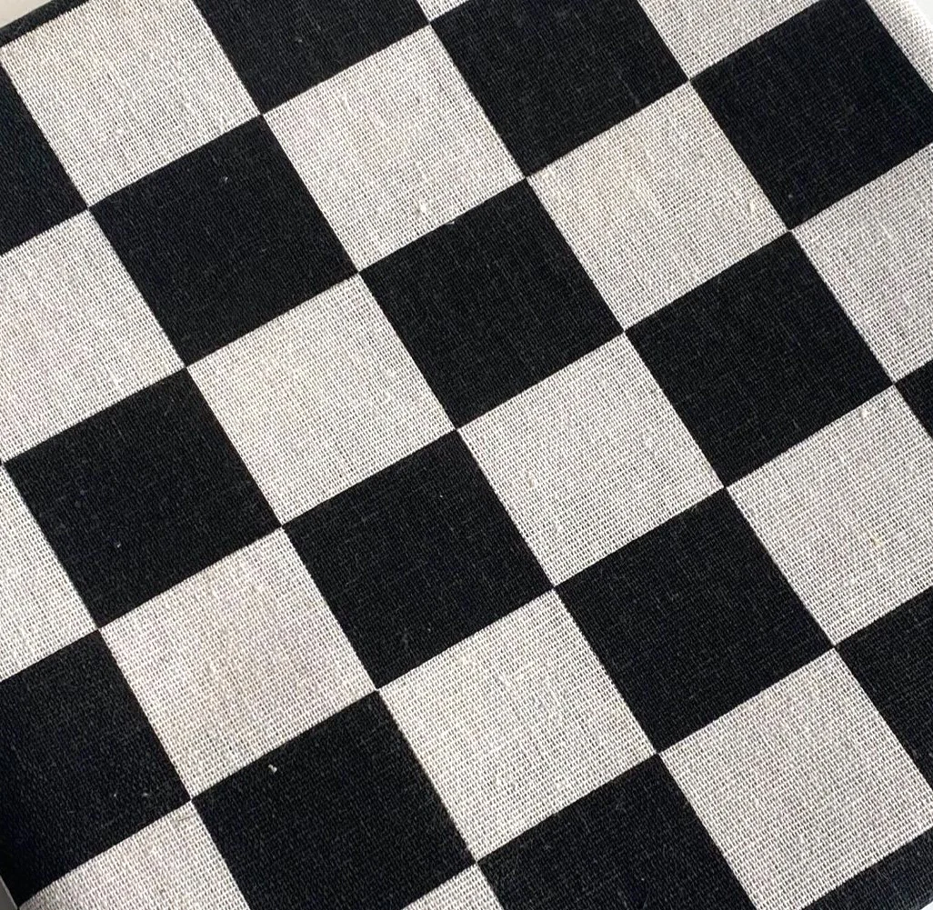 Тканина 55% льон 45% бавовна 160 г/м² 1,5 м 1 м принт Black and white squares