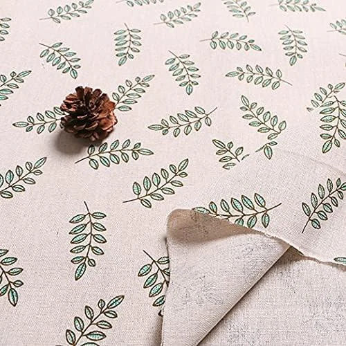Ткань 55% лен 45% хлопок 160 г/м² 1,5 м 1 м принт Green leaves — изображение 2