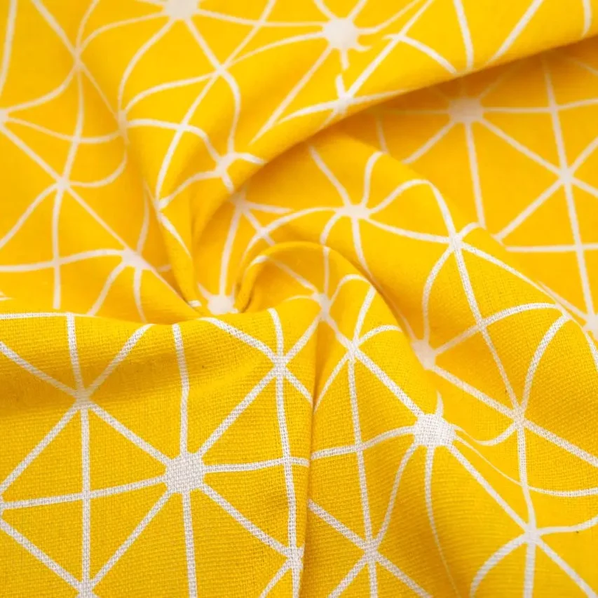 Тканина 55% льон 45% бавовна 160 г/м² 1,5 м 1 м принт Yellow geometry
