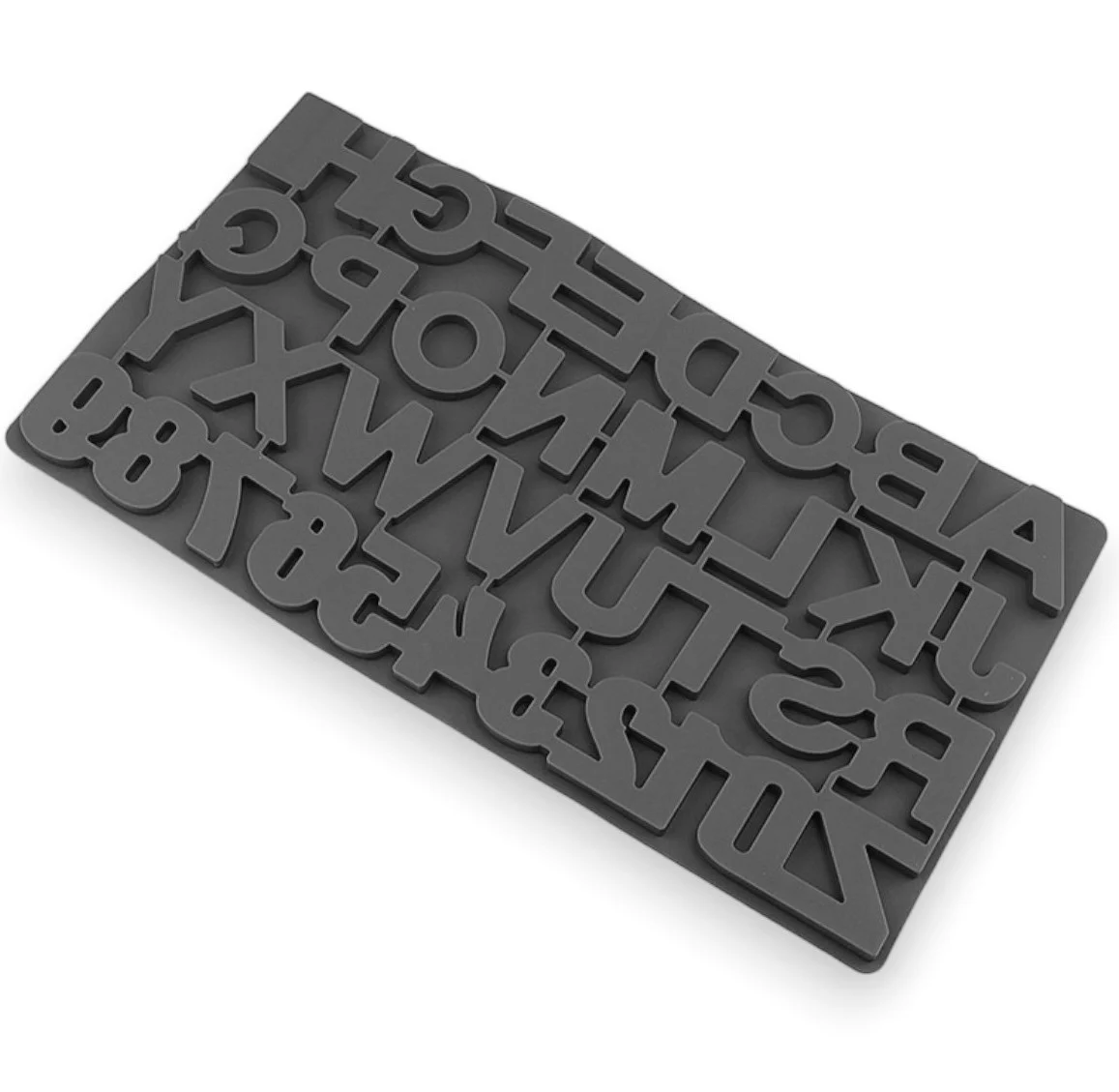 Форма силиконовая Буквы+Цифры перевернутые 36 яч. Bakery 35,5х19 см Ø 4х0,9 см 1 шт. Серый