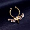 Септум обманка №2 серьга для пирсинга 6 страз 17х17 мм Ø 75 мм 1 шт. Золото