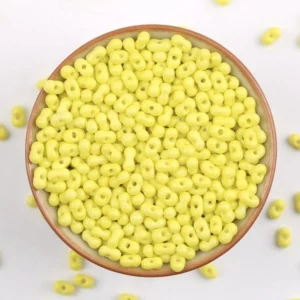 Бісер скляний у формі арахісу FARFALLE 6х4х3,2 мм 10 г Жовтий матовий