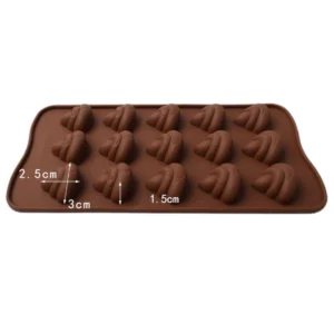 Форма з кришкою силіконова 15 яч. Bakery 20,5х10,5х1,5 см Ø 2,5х3 см 1 шт. Коричневий