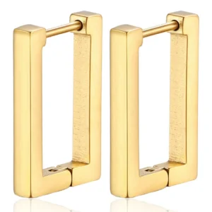 Сережки Конго Rectangular нерж.сталь 17х13х3 мм 1 пара Золотистий