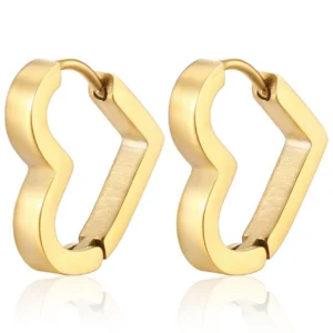 Сережки Конго Heart нерж.сталь 15х15х3 мм 1 пара Золотистий