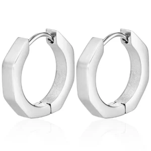 Сережки Конго Octagonal нерж.сталь 16х17х3мм 1 пара Платиновий