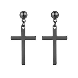 Серьги Cross нерж.сталь 34х16 мм шарик 5 мм 1 пара Черный