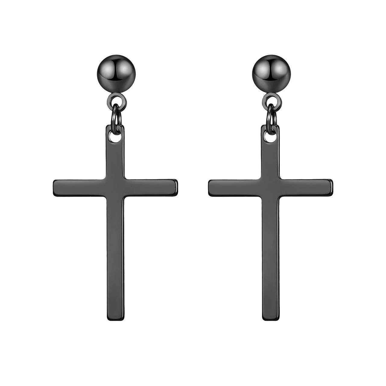 Серьги Cross нерж.сталь 34х16 мм шарик 5 мм 1 пара Черный