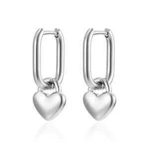 Сережки Конго Love нерж.сталь 24х12х2 мм 1 пара Платиновий