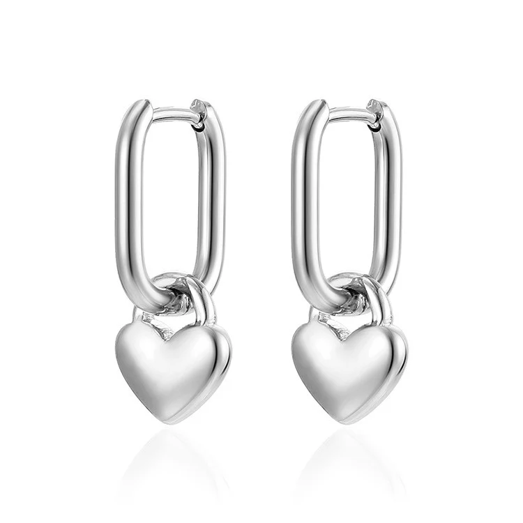 Сережки Конго Love нерж.сталь 24х12х2 мм 1 пара Платиновий