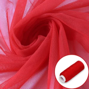 Ткань фатин мягкий евросетка LuxFabric нейлон 1,60 м 1 м + Нить полиэстер 360 м 1 шт. Красный