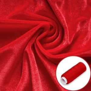 Ткань бархат LuxFabric полиэстер 330 г/м² 1,60 м 1 м + Нить полиэстер 360 м 1 шт. Красный