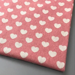 Тканина 55% льон 45% бавовна 180 г/м² 1,5 м 1 м принт Heart of love Pink