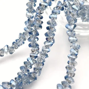 Бусины Swarovski огранка треугольник 3 мм Ø 0,8 мм 27 см (+-130 шт.) Серебристый АВ прозрачный