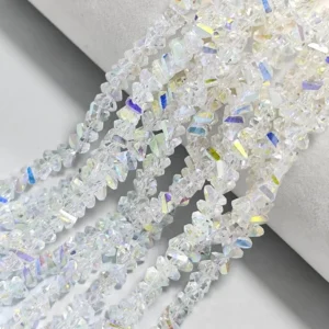 Бусины Swarovski огранка треугольник 6 мм Ø 1 мм 30 см (+-85 шт.) Прозрачный АВ+