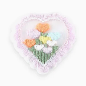 Аплікація нашивка Blooming heart вишита 4,1х4,3 см 1 шт. Бузковий