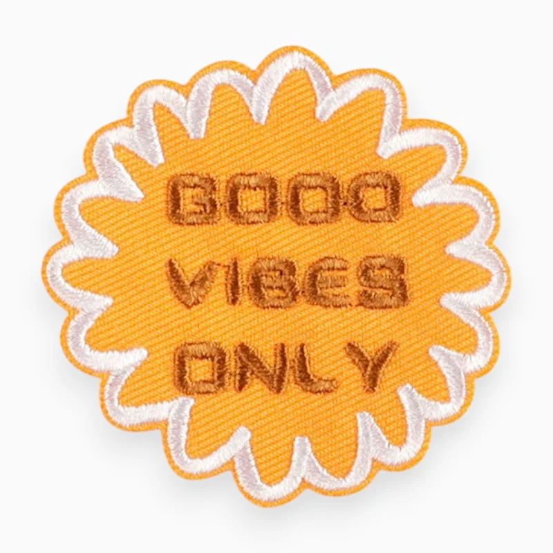 Термоаплікація Good vibes only вишита 6х6 см 1 шт. Помаранчевий