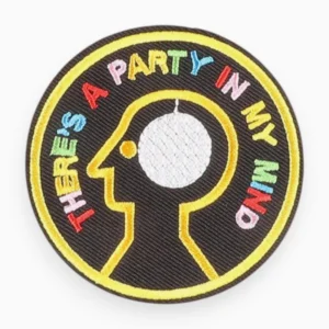 Термоаплікація There's a party in my mind вишита 7х7 см 1 шт. Чорний