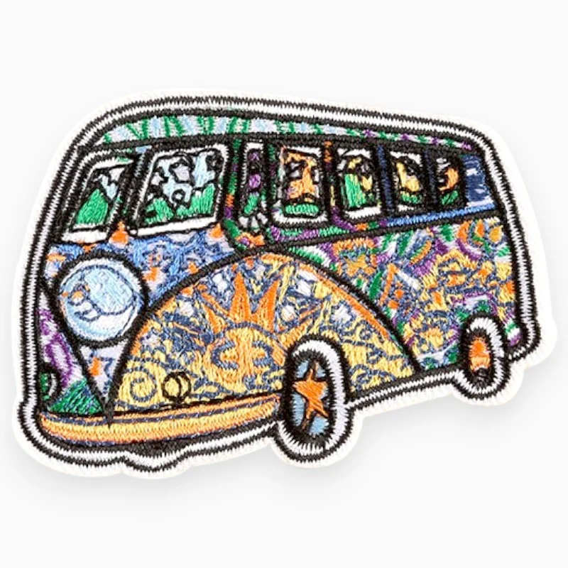 Термоаплікація Hippie Bus вишита 5,6х7,6 см 1 шт. Різні кольори