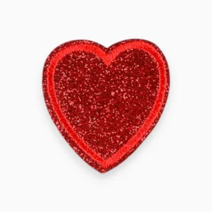 Термоаплікація Heart вишита з глітером 3,1х3,2 см 1 шт. Червоний