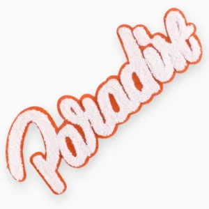Аплікація нашивка Paradise плюшева 10,8х28,3 см 1 шт. Біло-жовтогарячий