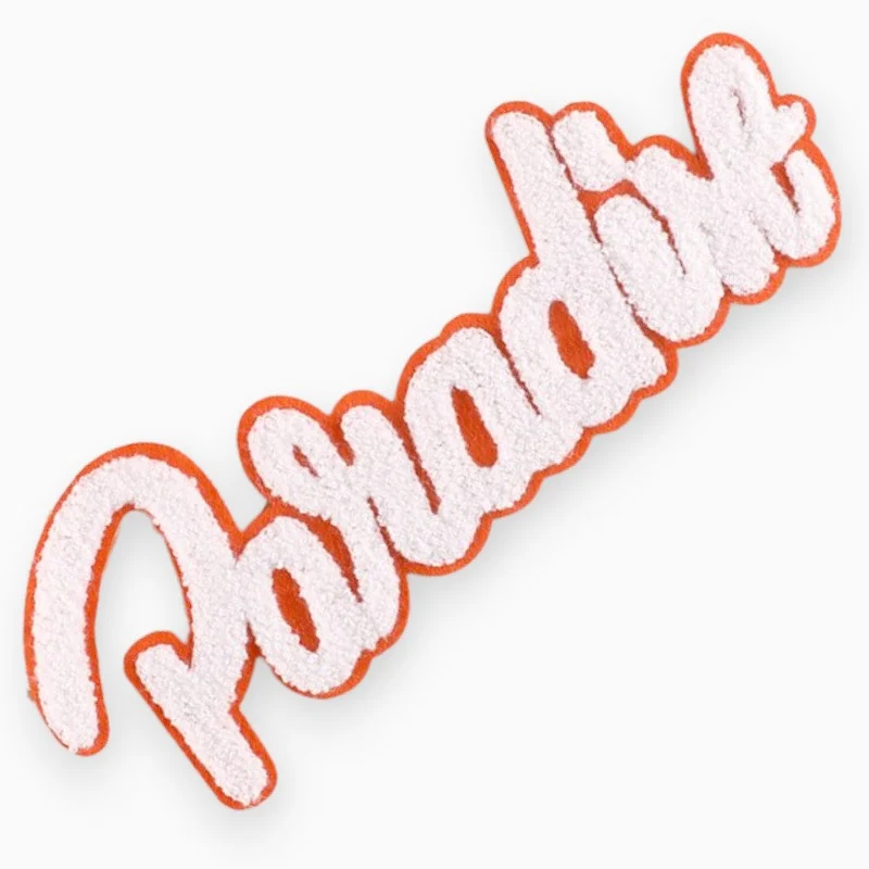 Аплікація нашивка Paradise плюшева 10,8х28,3 см 1 шт. Біло-жовтогарячий
