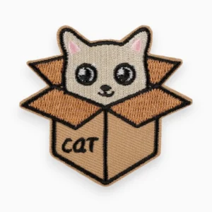 Термоаплікація Cat in a box вишита 6х6,5 см 1 шт. Коричневий