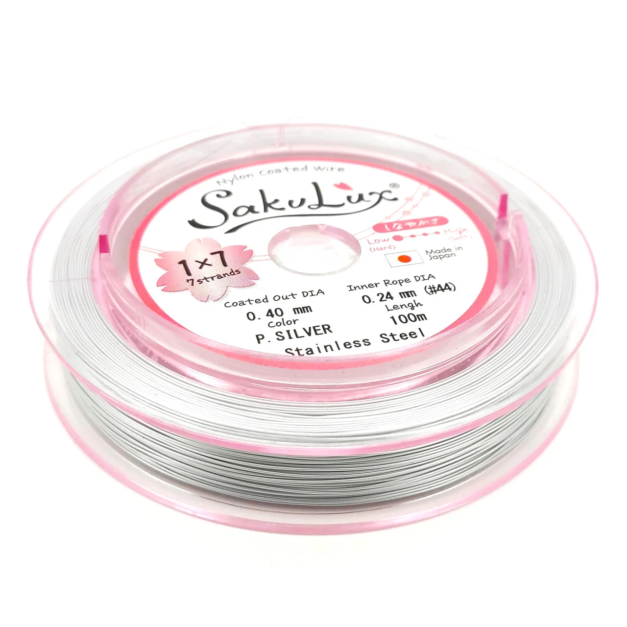 Ювелірний трос SakuLux (Flexy7) Японія 0,40 мм 1 м Сріблястий