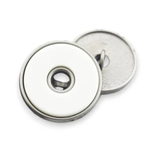 Гудзик Double circle LuxFabric на ніжці метал 21,5 мм 1 шт. Білий/сірий матовий
