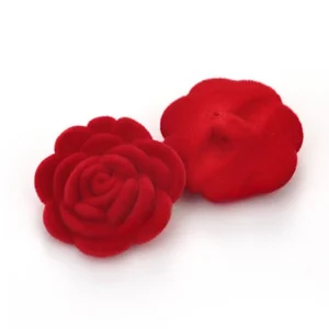 Гудзик Rose LuxFabric на ніжці флокований 15 мм 1 шт. Червоний