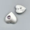 Гудзик Heart Diamond LuxFabric на ніжці метал 16х16 мм 1 шт. Сріблястий/рожевий