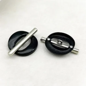 Пуговица Oval stripe LuxFabric на ножке металл 32х22,5 мм 1 шт. Серебристый/Черный