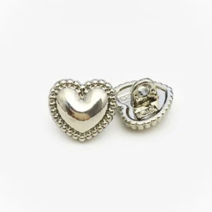 Пуговица Heart ornament LuxFabric на ножке металл 11х10 мм 1 шт. Серебристый