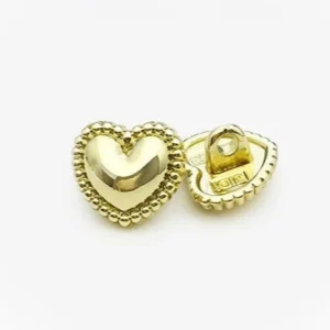 Пуговица Heart ornament LuxFabric на ножке металл 18х16,5 мм 1 шт. Золотистый яркий
