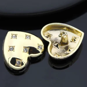 Пуговица Heart Six Diamonds LuxFabric на ножке металл 18х16,5 мм 1 шт. Золотистый яркий