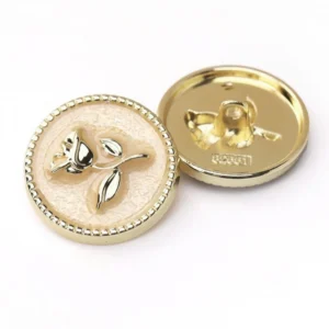 Гудзик Rose flower LuxFabric на ніжці метал 15 мм 1 шт. Пудровий