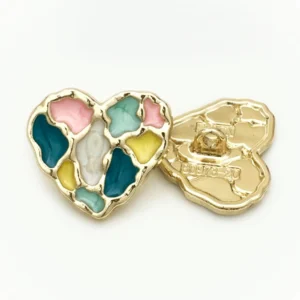 Гудзик Colorful heart LuxFabric на ніжці метал/емаль 20х18 мм 1 шт. Різні кольори