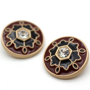 Гудзик Vintage flower LuxFabric на ніжці метал/емаль 18 мм 1 шт. Бордовий
