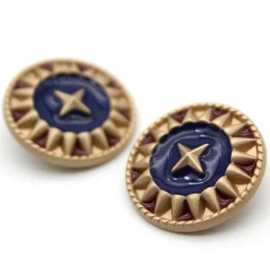 Гудзик Vintage star LuxFabric на ніжці метал/емаль 18 мм 1 шт. Синій
