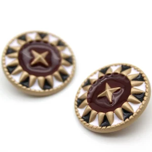 Гудзик Vintage star LuxFabric на ніжці метал/емаль 23 мм 1 шт. Бордовий